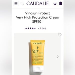 Caudalie Vinosun Protect Very High Protection Cream SPF50+ sunscreen